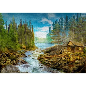 Enjoy Puzzle - 1605 - A Log Cabin by the Rapids - 1000 db-os puzzle