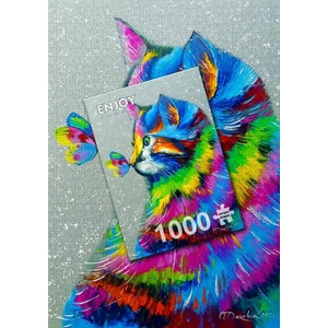 Enjoy Puzzle - 1781 - Bright Cat and Butterfly - 1000 db-os puzzle