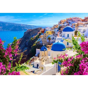 Enjoy Puzzle - 1083 - Santorini View with Flowers, Greece - 1000 db-os puzzle