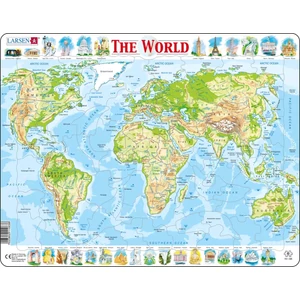 Larsen Maxi Puzzle 80 db-os -Topográfiai világtérkép