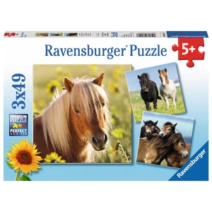 Ravensburger 08011 - Kedves lovak - 3 x 49 db-os puzzle