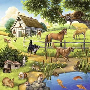 Ravensburger 09265 - Állatok az erdőben, állatkertben és a ház körül - 3 x 49 db-os puzzle