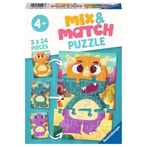 Ravensburger 05197 - Kedves dínók - 3 x 24 db-os Mix and Match puzzle