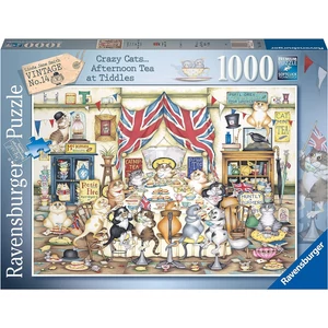 Ravensburger 17487 - Linda Jane Smith - Crazy Cats - Délutáni tea - 1000 db-os puzzle