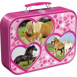 Schmidt 55588 - Pferde Puzzle-Box - 2x26+2x48 db-os puzzle fém bőröndben
