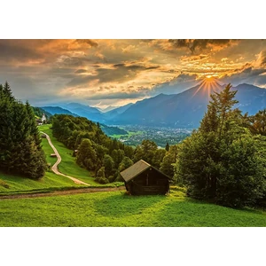 Schmidt 1500 db-os puzzle - Sunset over the mountain village of Wamberg (58970)