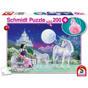 Schmidt 56373 - Unicorn - 200 db-os puzzle plüss kulcstartóval