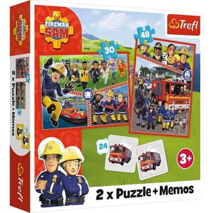 Trefl 93334 - Sam a tűzoltó - 2 az 1-ben puzzle és memóriajáték