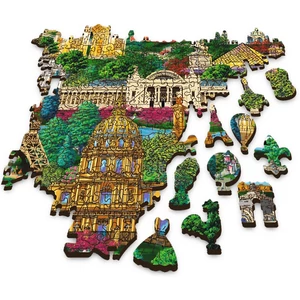 Trefl 1000 db-os Wood Craft Prémium Fa Puzzle - Franciaország nevezetességei (20150)