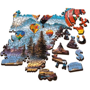 Trefl 1000 db-os Wood Craft Prémium Fa Puzzle - Színes léggömbök (20143)