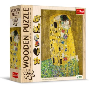 Trefl 20247 - Gustave Klimt - The Kiss - 200 db-os Wooden Contour Fa Puzzle