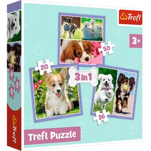 Trefl 34854 - Aranyos kutyák - 3 az 1-ben puzzle (20,36,50 db-os)
