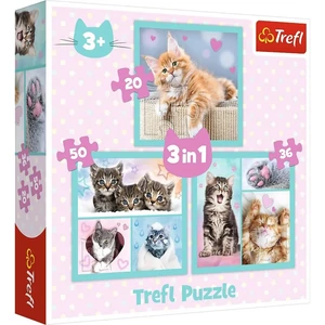 Trefl 34862 - Cuki cicák - 3 az 1-ben puzzle (20,36,50 db-os)