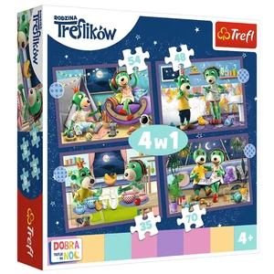 Trefl 34399 - A Treflik család együtt szórakozik - Esti rutin - 4 az 1-ben puzzle (35, 48, 54, 70 db-os)