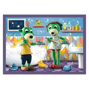 Trefl 34399 - A Treflik család együtt szórakozik - Esti rutin - 4 az 1-ben puzzle (35, 48, 54, 70 db-os)