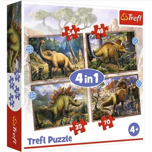 Trefl 34383 - Dinoszauruszok - 4 az 1-ben puzzle (35,48,54,70 db-os)