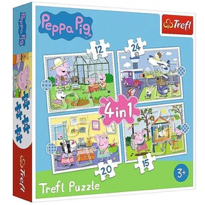 Trefl 34359 - Peppa malac - Peppa emlékei - 4 az 1-ben (12, 15, 20, 24 db-os) puzzle