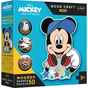 Trefl 20199 - Mickey világa - 50 db-os Wooden Contour Fa Puzzle