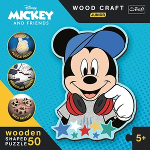 Trefl 20199 - Mickey világa - 50 db-os Wooden Contour Fa Puzzle