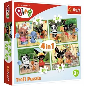 Trefl 34357 - Bing - Boldog nap - 4 az 1-ben (12, 15, 20, 24 db-os) puzzle