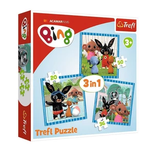 Trefl 34851- Bing - szórakozás a barátokkal - 3 az 1-ben (20, 36, 50 db-os) puzzle