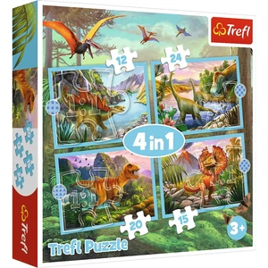 Trefl 34609 - Csodálatos dinoszauruszok - 4 az 1-ben puzzle (12,15,20,24 db-os)