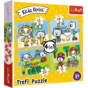 Trefl 34372 - Kiscicák története - 4 az 1-ben (12, 15, 20, 24 db-os) puzzle