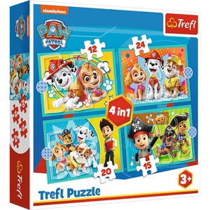 Trefl 34346 - Mancs őrjárat - Boldog csapat - 4 az 1-ben (12, 15, 20, 24 db-os) puzzle
