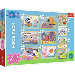 Trefl 90383 - Peppa malac - 10 az 1-ben puzzle (20,35,48 db-os)