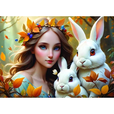 Alipson 50129 - Lady and Bunnies - 500 db-os puzzle