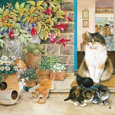 Alipson 50183 - Agneatha and her Kittens on the Doorstep - 1000 db-os puzzle