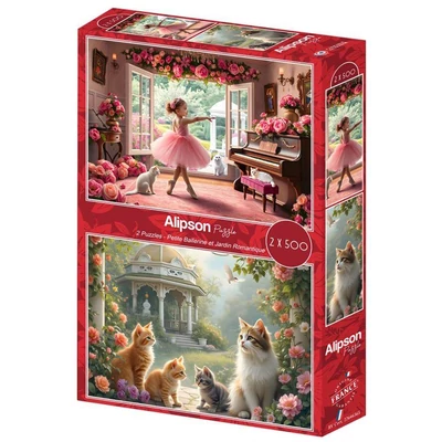 Alipson 50259 - Petite Ballerine et Jardin Romantique - 2 x 500 db-os puzzle
