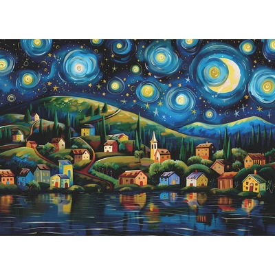 Bboldin Z-1053 - Starry Night Town - 1000 db-os puzzle