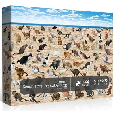 Bboldin Z-309 - Beach Pooping Cats - 1000 db-os puzzle