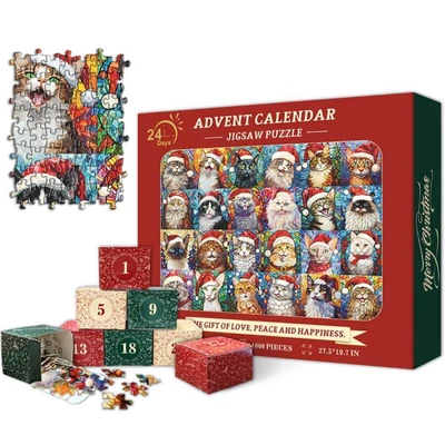 Bboldin Z-607 - Happy Christmas Cats - 1000 db-os Adventi naptár puzzle