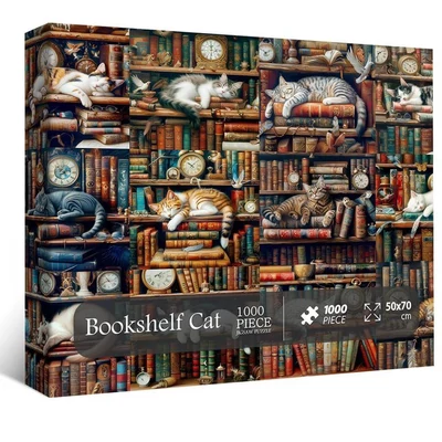 Bboldin Z-807 - Bookshelf Cat - 1000 db-os puzzle
