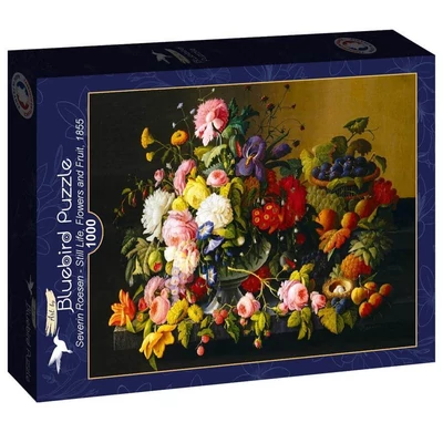 Bluebird 60289 - Severin Roesen - Still Life Flowers and Fruit 1855 - 1000 db-os Art by puzzle