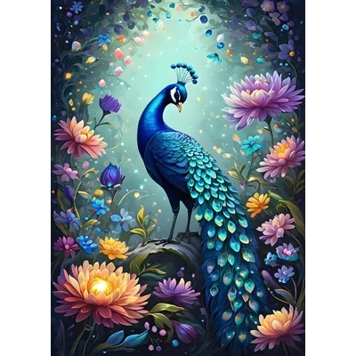 Bluebird 90847 - Flowers &amp;amp; Peacock - 500 db-os puzzle