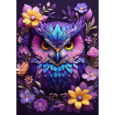 Bluebird 90845 - Flowers &amp; Owl - 300 db-os puzzle