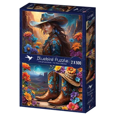 Bluebird 90920 - Cowgirl and Boots - Far West Collection - 2 x 500 db-os puzzle