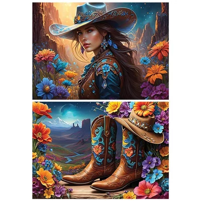 Bluebird 90920 - Cowgirl and Boots - Far West Collection - 2 x 500 db-os puzzle