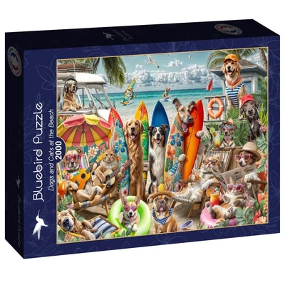 Bluebird 91023 - Dogs and Cats at the Beach - 2000 db-os puzzle