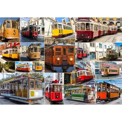 Bluebird 91056 - Around the World in Trams - 1500 db-os puzzle
