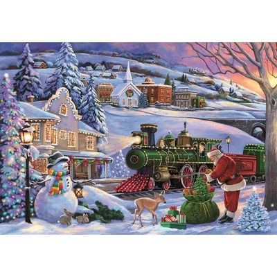 Clementoni 35566 - Karácsonyi vonat - 500 db-os puzzle