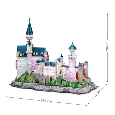 CubicFun L174 - Neuschwanstein kastély - 128 db-os 3D puzzle LED világítással