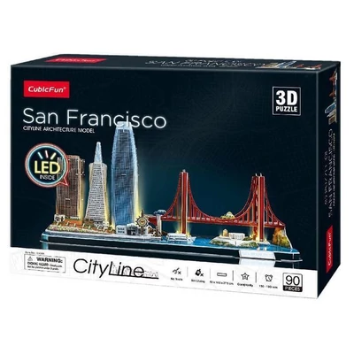 CubicFun L524 - City Line - San Francisco - 90 db-os 3D puzzle LED világítással