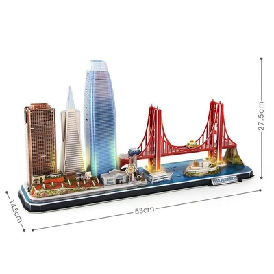 CubicFun L524 - City Line - San Francisco - 90 db-os 3D puzzle LED világítással