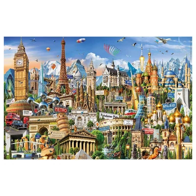 Educa 20248 - Miniature puzzle - Európa jelképei - 1000 db-os puzzle