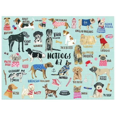 Galison 49094 - Hot Dogs A-Z - 1000 db-os puzzle