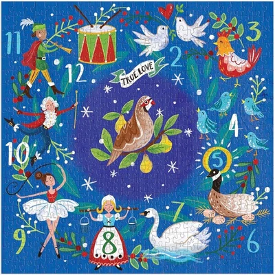Galison 71194 - 12 Days Wreath - 500 db-os puzzle